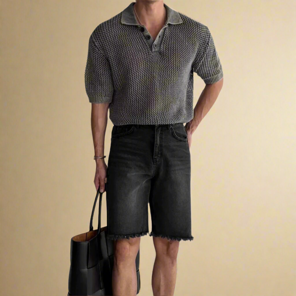 KOSZULKA POLO Z DZIANINY O STRUKTURZE PLASTRA MIODU LEONARDO TIZIANO