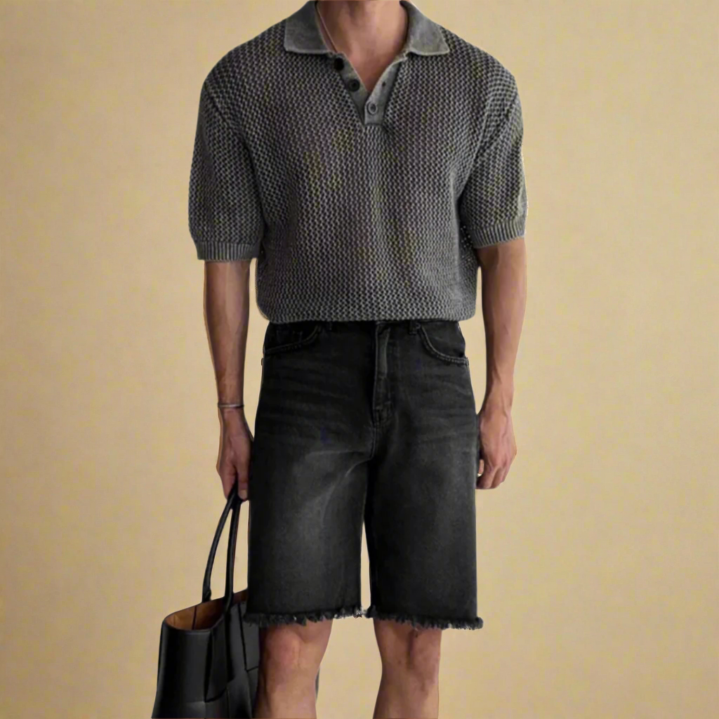 KOSZULKA POLO Z DZIANINY O STRUKTURZE PLASTRA MIODU LEONARDO TIZIANO