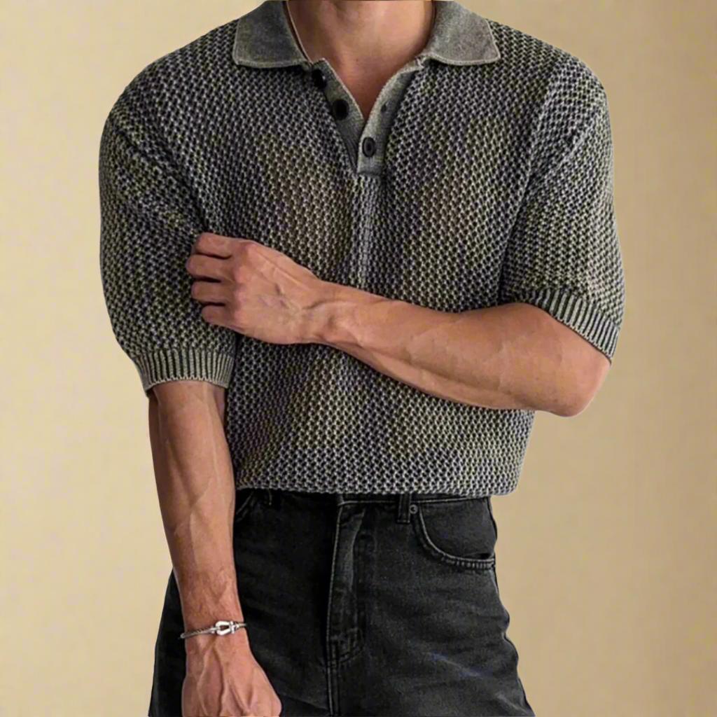 KOSZULKA POLO Z DZIANINY O STRUKTURZE PLASTRA MIODU LEONARDO TIZIANO