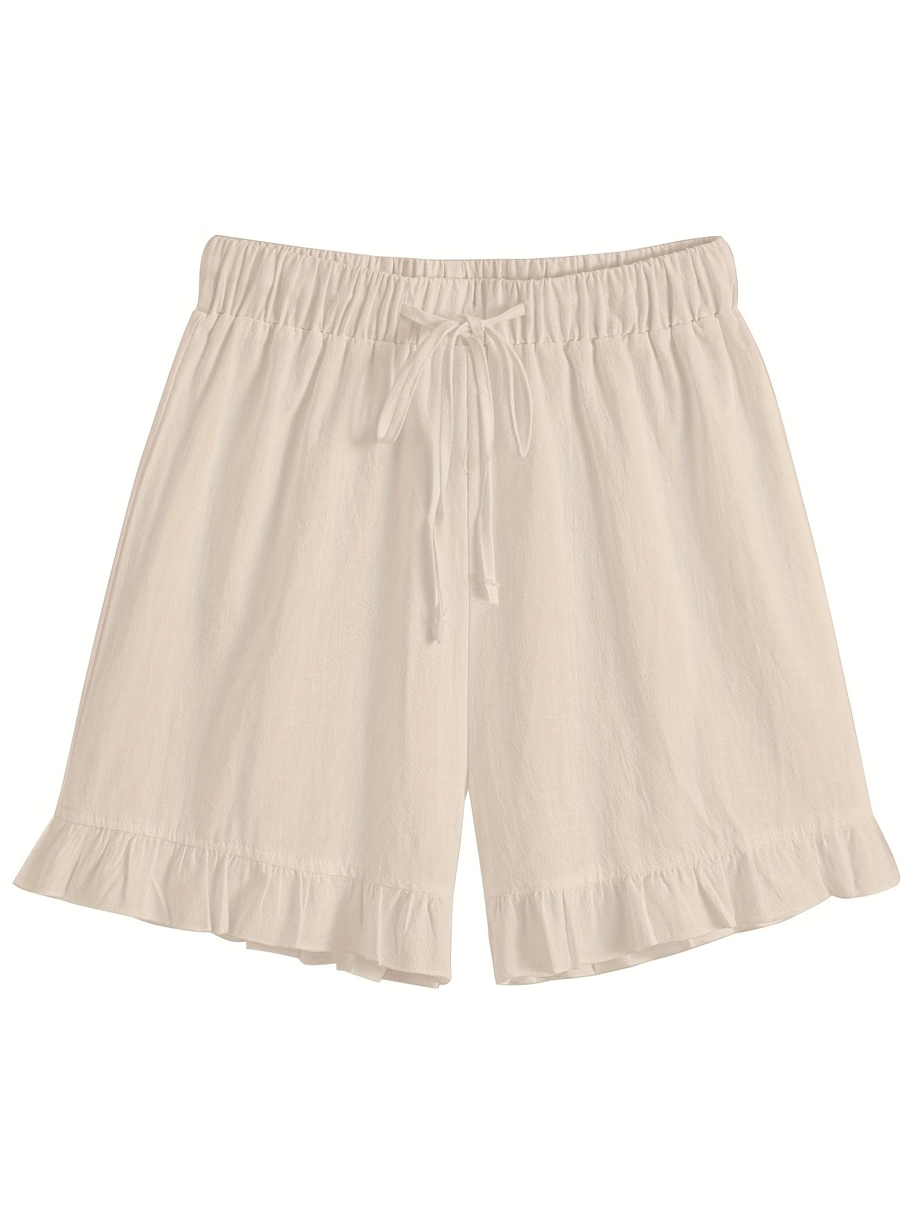 Luźny bawełniany komplet – bluzka z koronką bez rękawów i szorty z falbanką