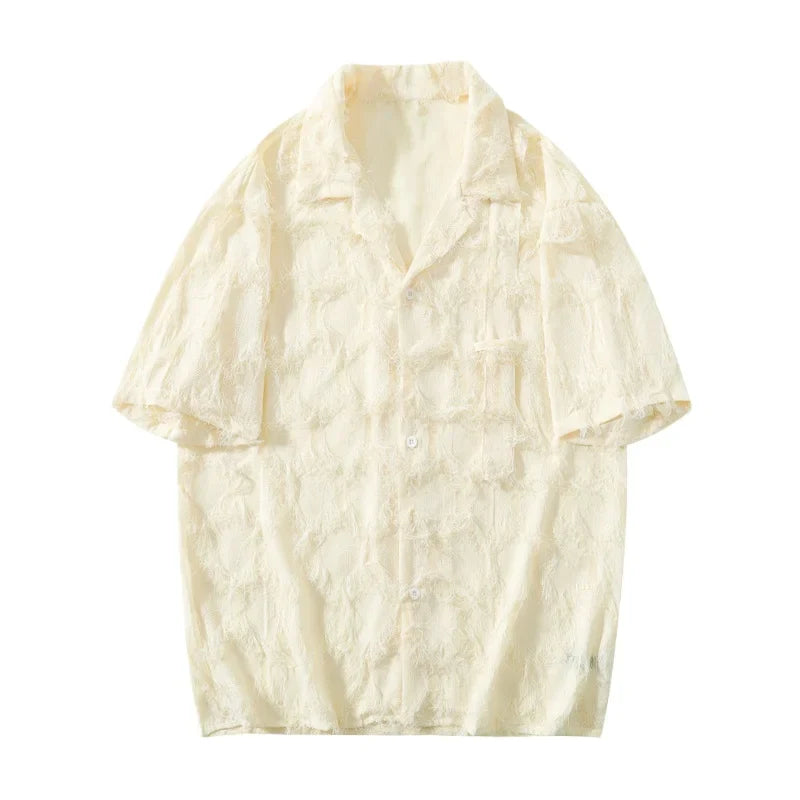 Teksturowana koszula z mieszanki bambusa