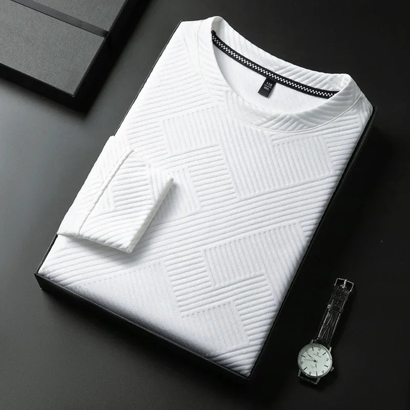 Męski żakardowy golf w paski