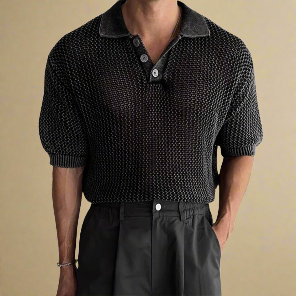 KOSZULKA POLO Z DZIANINY O STRUKTURZE PLASTRA MIODU LEONARDO TIZIANO