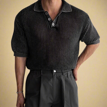 KOSZULKA POLO Z DZIANINY O STRUKTURZE PLASTRA MIODU LEONARDO TIZIANO