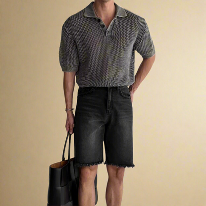 KOSZULKA POLO Z DZIANINY O STRUKTURZE PLASTRA MIODU LEONARDO TIZIANO