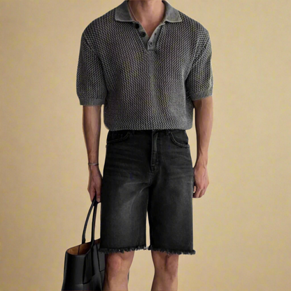 KOSZULKA POLO Z DZIANINY O STRUKTURZE PLASTRA MIODU LEONARDO TIZIANO