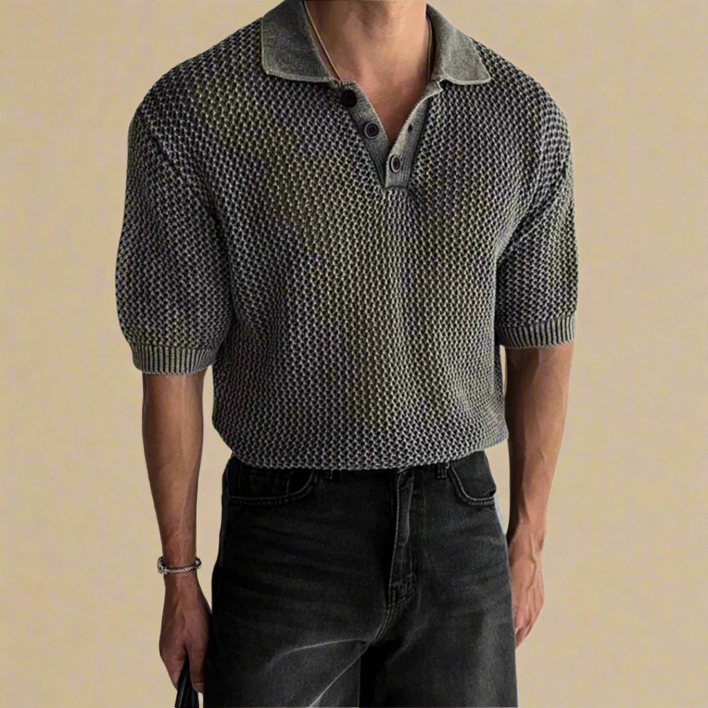 KOSZULKA POLO Z DZIANINY O STRUKTURZE PLASTRA MIODU LEONARDO TIZIANO