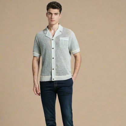 KOSZULKA POLO Z DZIANINY SIATECZKOWEJ GIOVANNI ALESSIO