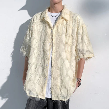 Teksturowana koszula z mieszanki bambusa