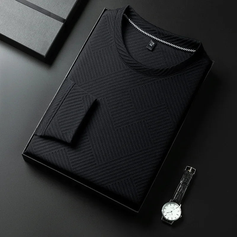 Męski żakardowy golf w paski