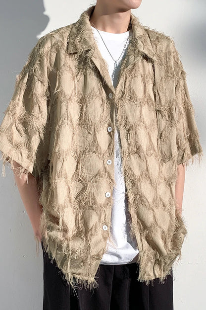 Teksturowana koszula z mieszanki bambusa