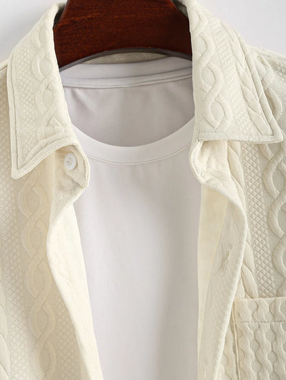 Teksturowana koszula żakardowa o dopasowanym kroju