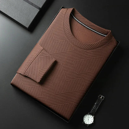 Męski żakardowy golf w paski