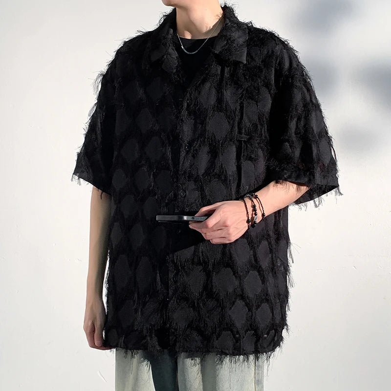 Teksturowana koszula z mieszanki bambusa