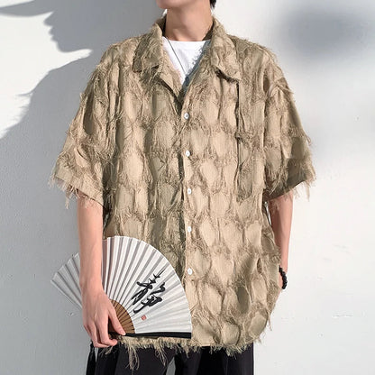 Teksturowana koszula z mieszanki bambusa