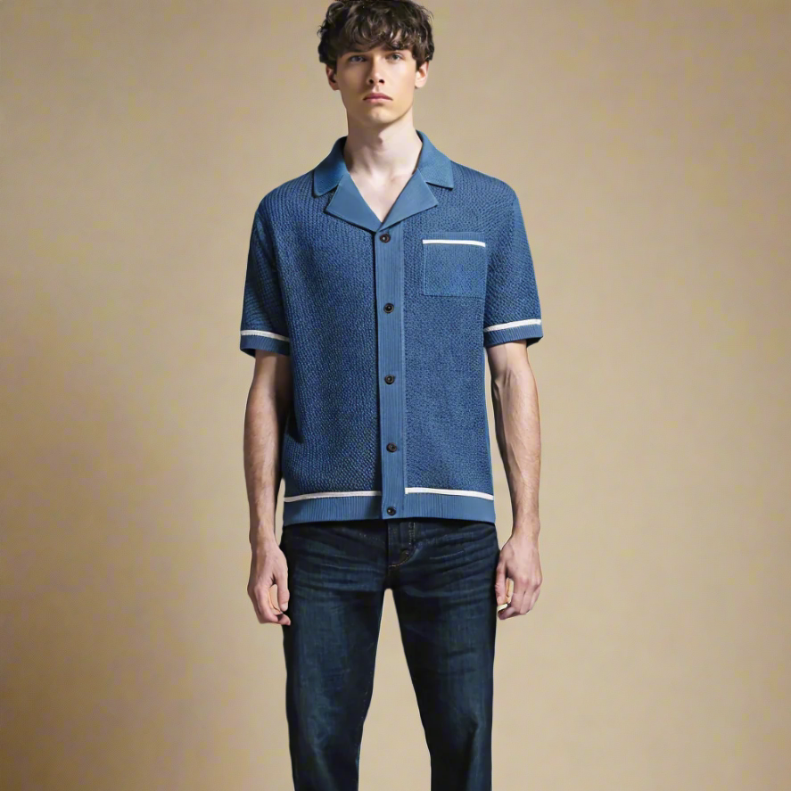 KOSZULKA POLO Z DZIANINY SIATECZKOWEJ GIOVANNI ALESSIO