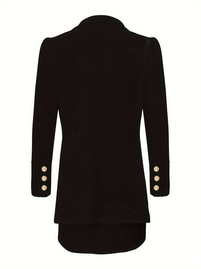 Stylowy biały damski komplet – marynarka i spódnica, klasyczny kołnierz, długi rękaw, idealny na jesień i zimę