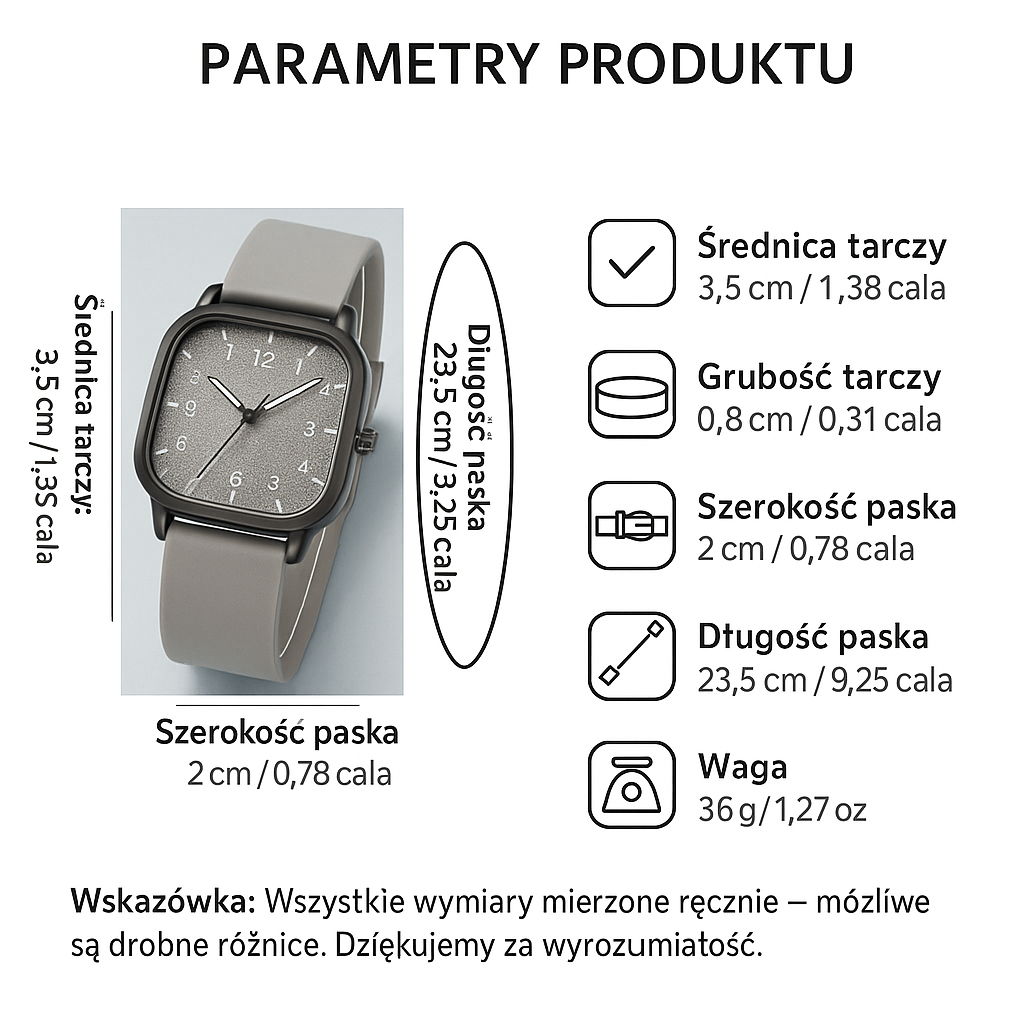 Damski Elegancki Zegarek Kwarcowy 35 mm